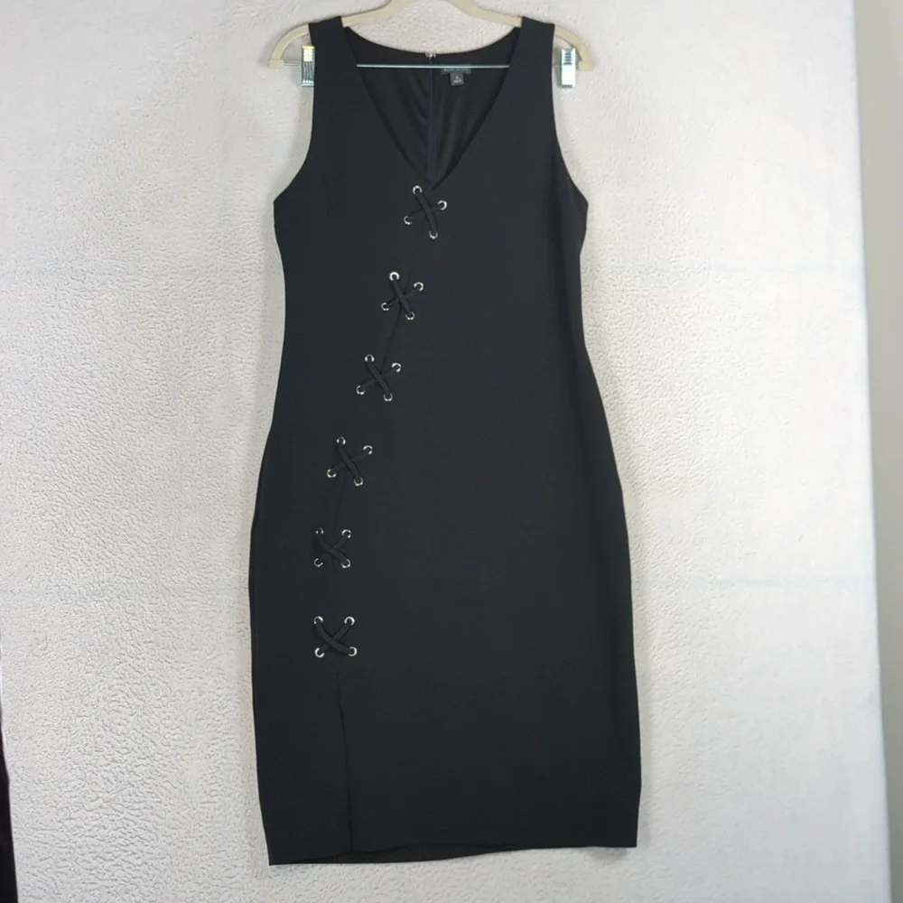 BOLD Elements Women's Black Lace Up‎ Sleeveless Pencil Dress Size M